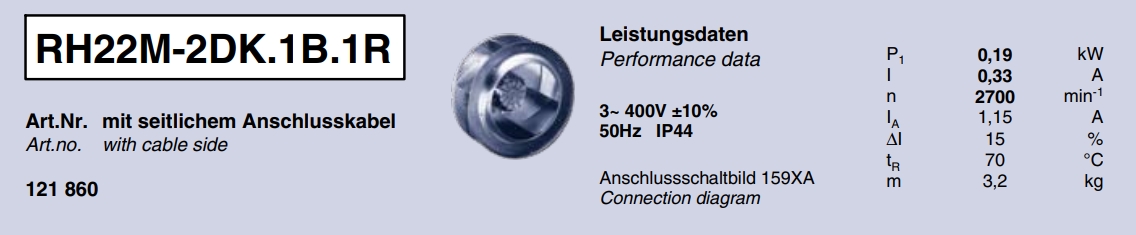 Технологические характеристики RH22M-2DK.1B.1R, арт. 121 860